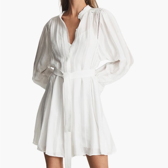 Reiss Dresses & Skirts - REISS - white Harriett Lace Inset Long Sleeve Dress - US 6 / UK10